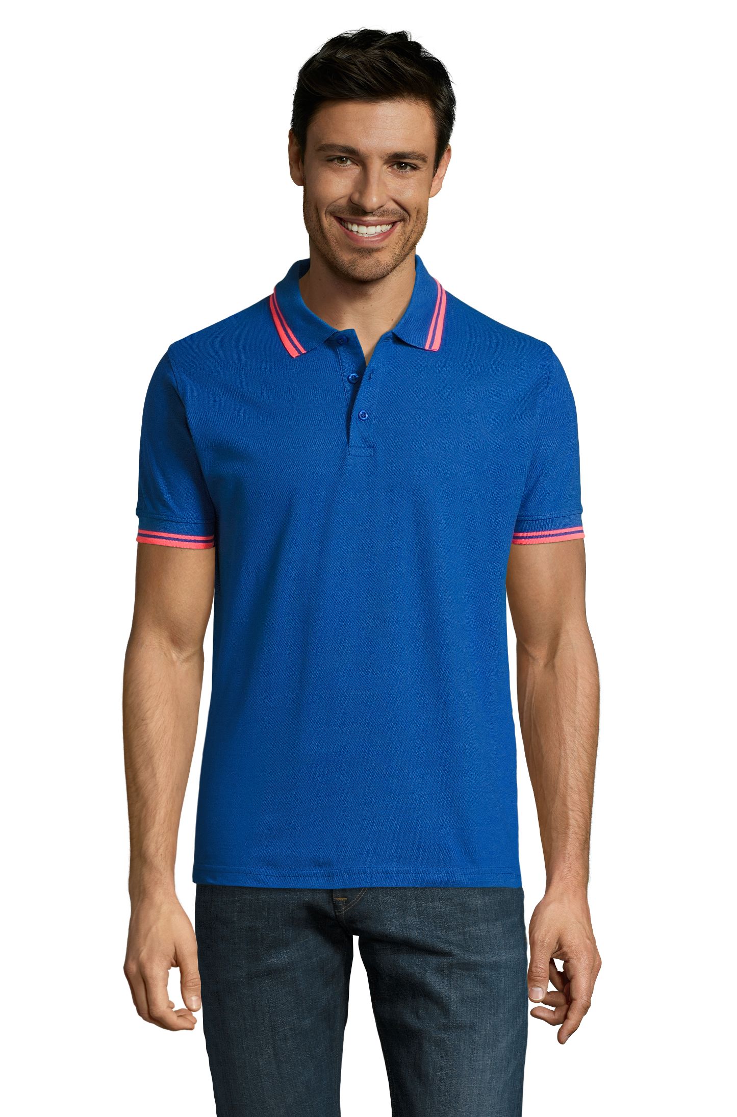 HOMENS DE PASADENA - 529 - AZUL REAL / CORAL FLUORESCENTE