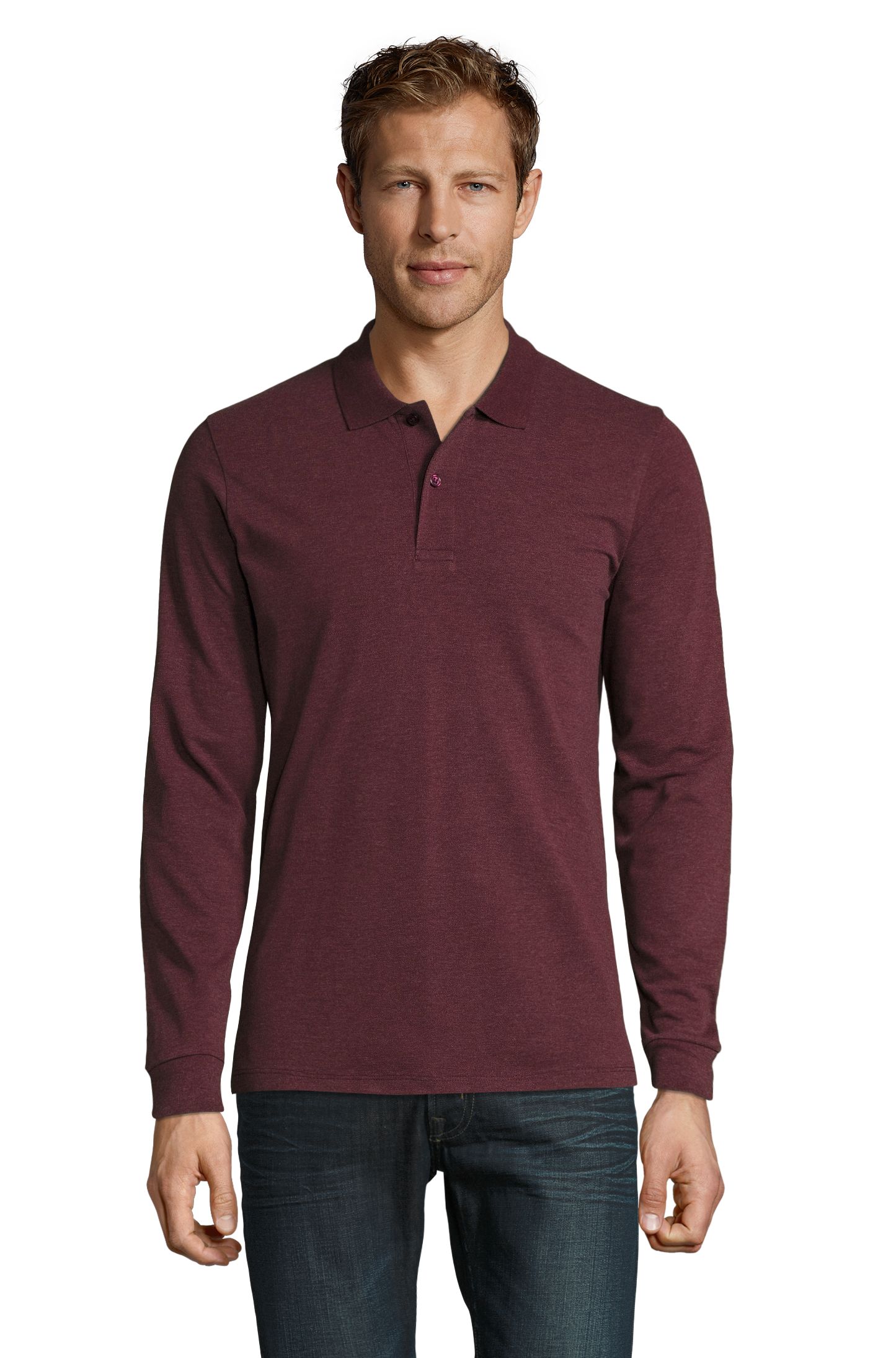 HOMENS PERFEITOS LSL - 148 - MELANGE VERMELHO BORGONHA