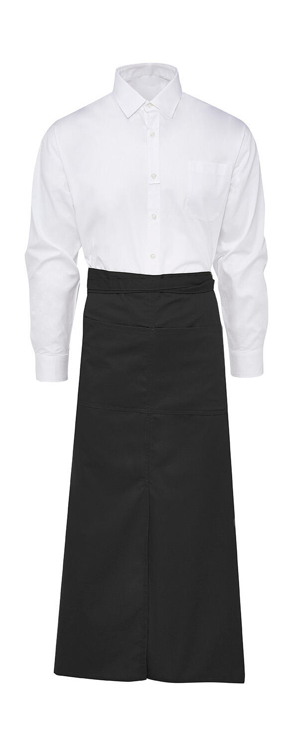 BERLIM - Avental longo de bistrô com fenda e bolso - 101 - Preto