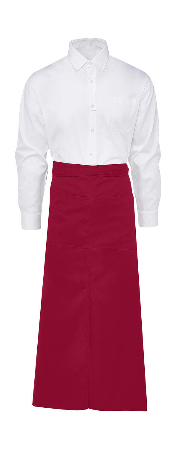 BERLIM - Avental longo de bistrô com fenda e bolso - 400 - Vermelho
