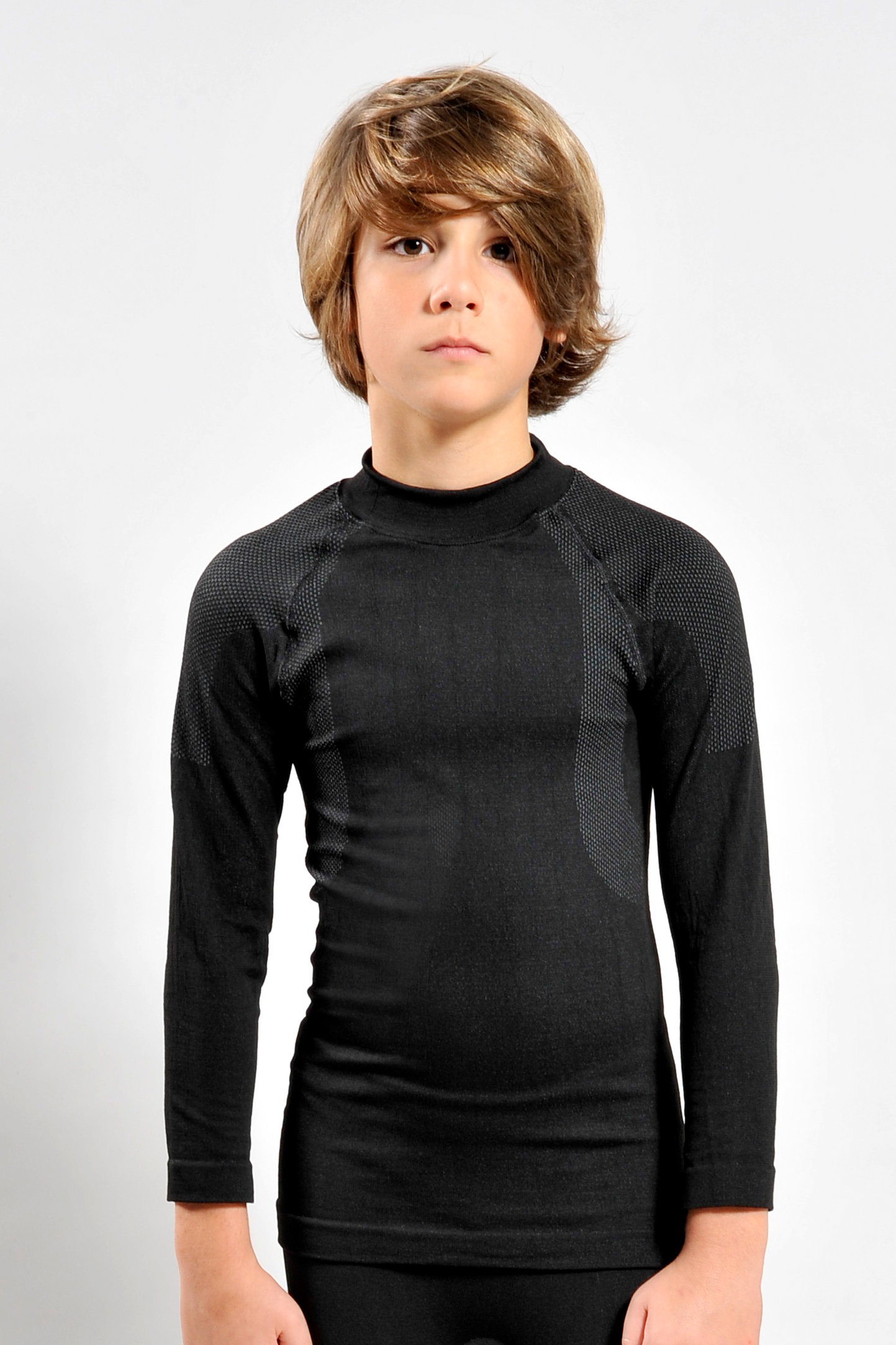 Camisa infantil térmica de manga comprida com gola redonda