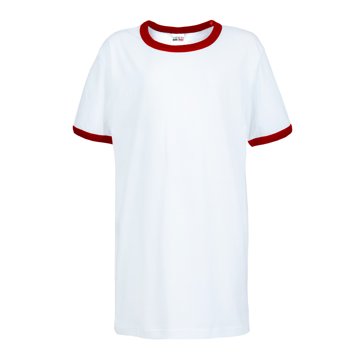Camiseta infantil de manga curta e gola redonda macia - 99RO - Branco/Vermelho