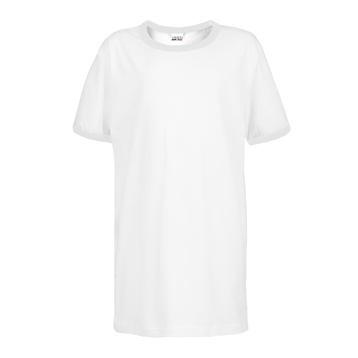 Camiseta infantil de manga curta e gola redonda macia - 9999 - Branco/Branco