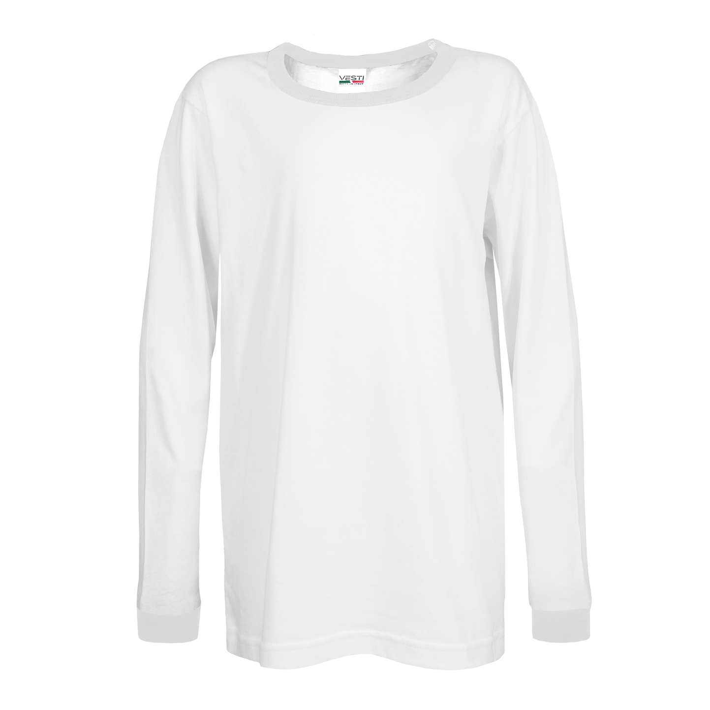 Camiseta infantil de manga comprida e gola redonda em tecido macio. - 9999 - Branco/Branco
