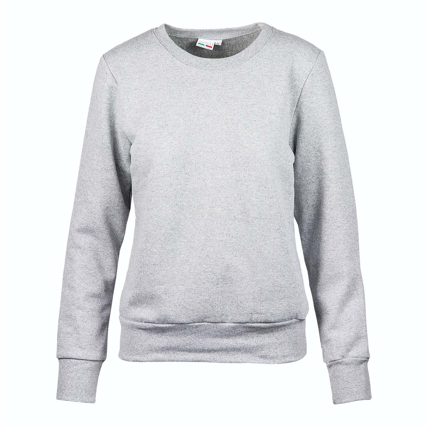 Moletom feminino de gola redonda em tecido French Terry - 75 - Cinzas