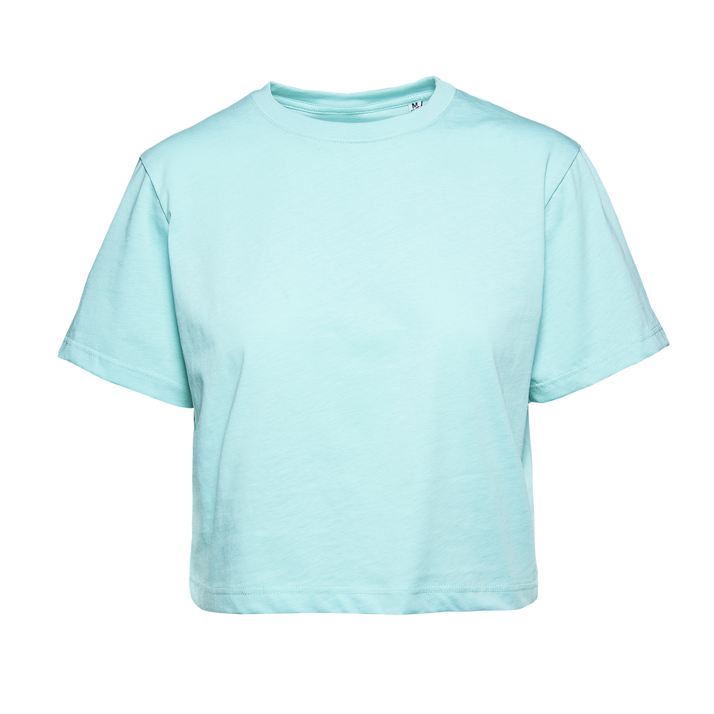 Camiseta feminina de manga curta com gola redonda - RF - Água do Mar