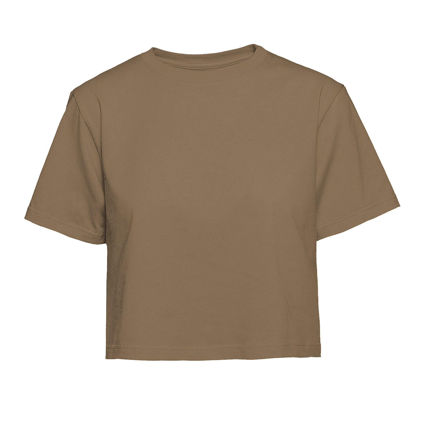 Camiseta feminina de manga curta com gola redonda - TB - Tabaco