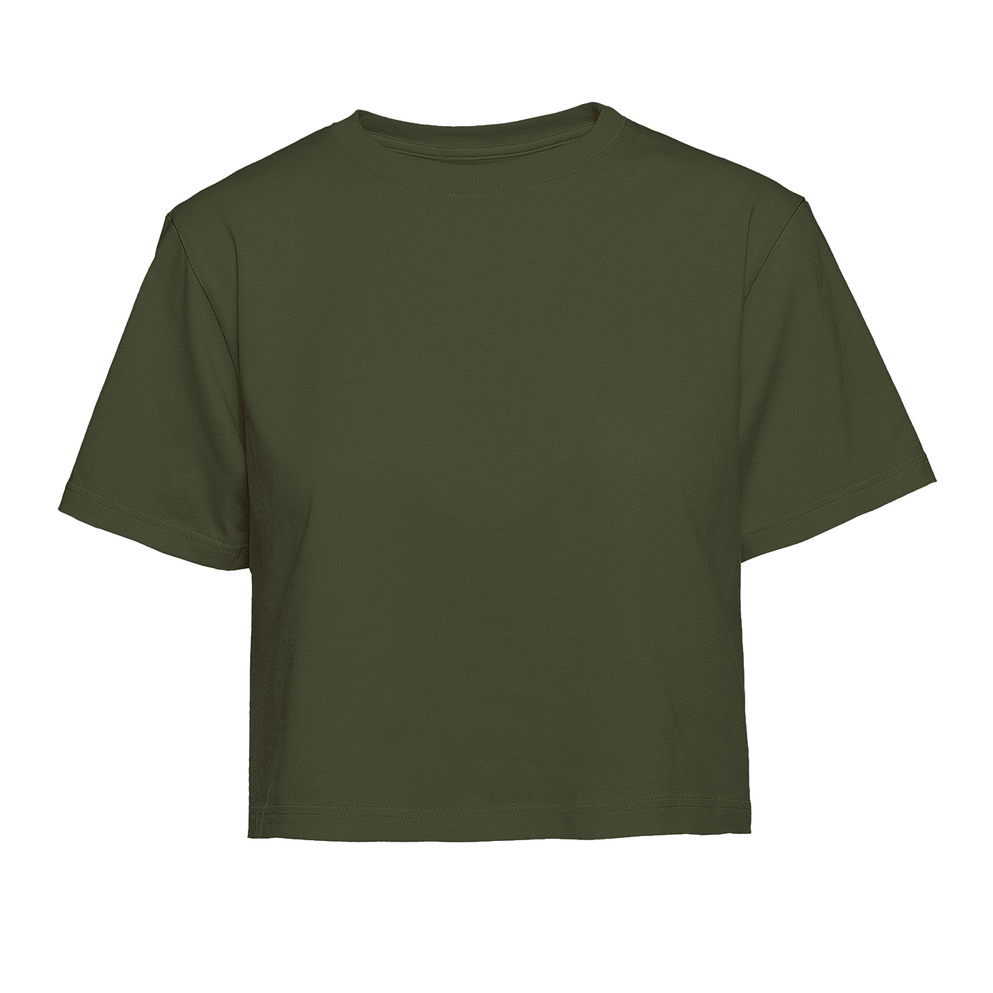 Camiseta feminina de manga curta com gola redonda - BS - Verde Militar
