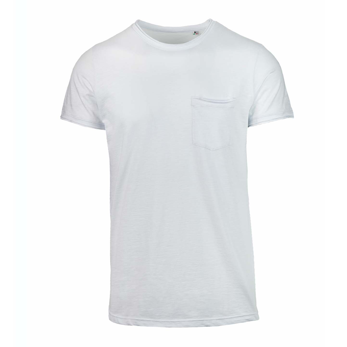 Suéter de malha texturizada com bolso, gola redonda, mangas curtas e corte a fio. - 99 - Branco