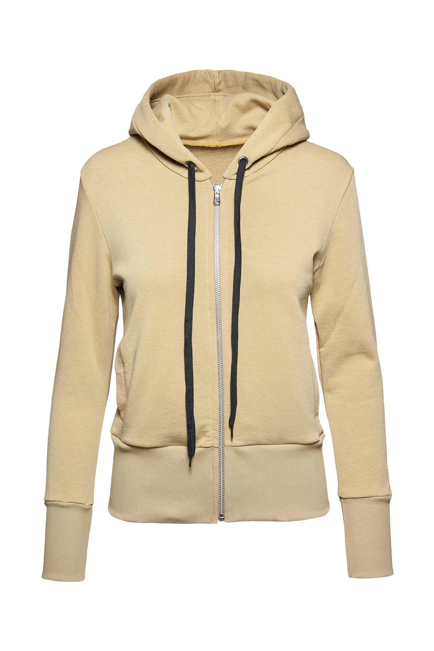 Moletom feminino macio com zíper - CL - Camel
