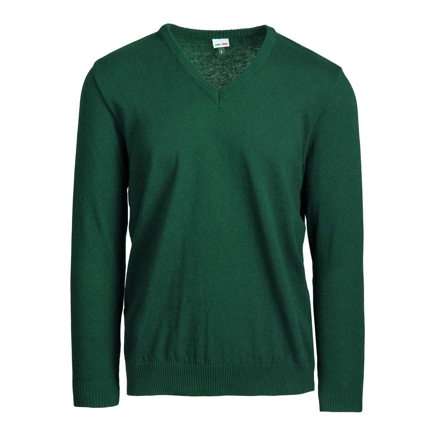 Suéter com decote em V - 55G - Verde Escuro