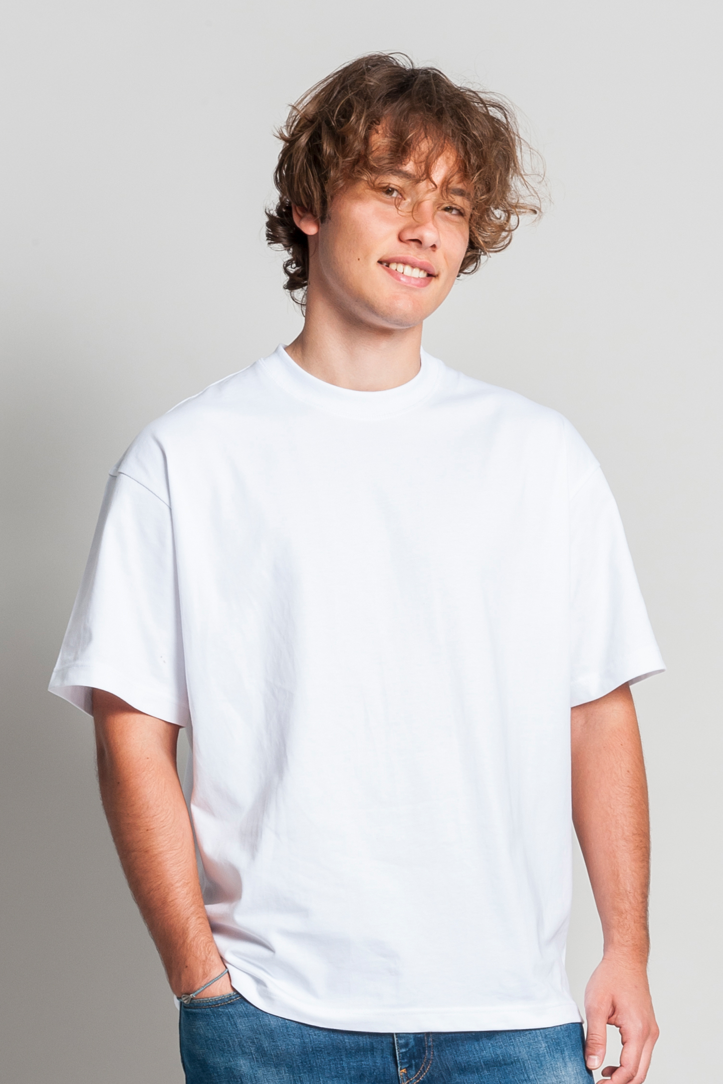 Camisa de manga curta com gola redonda oversized