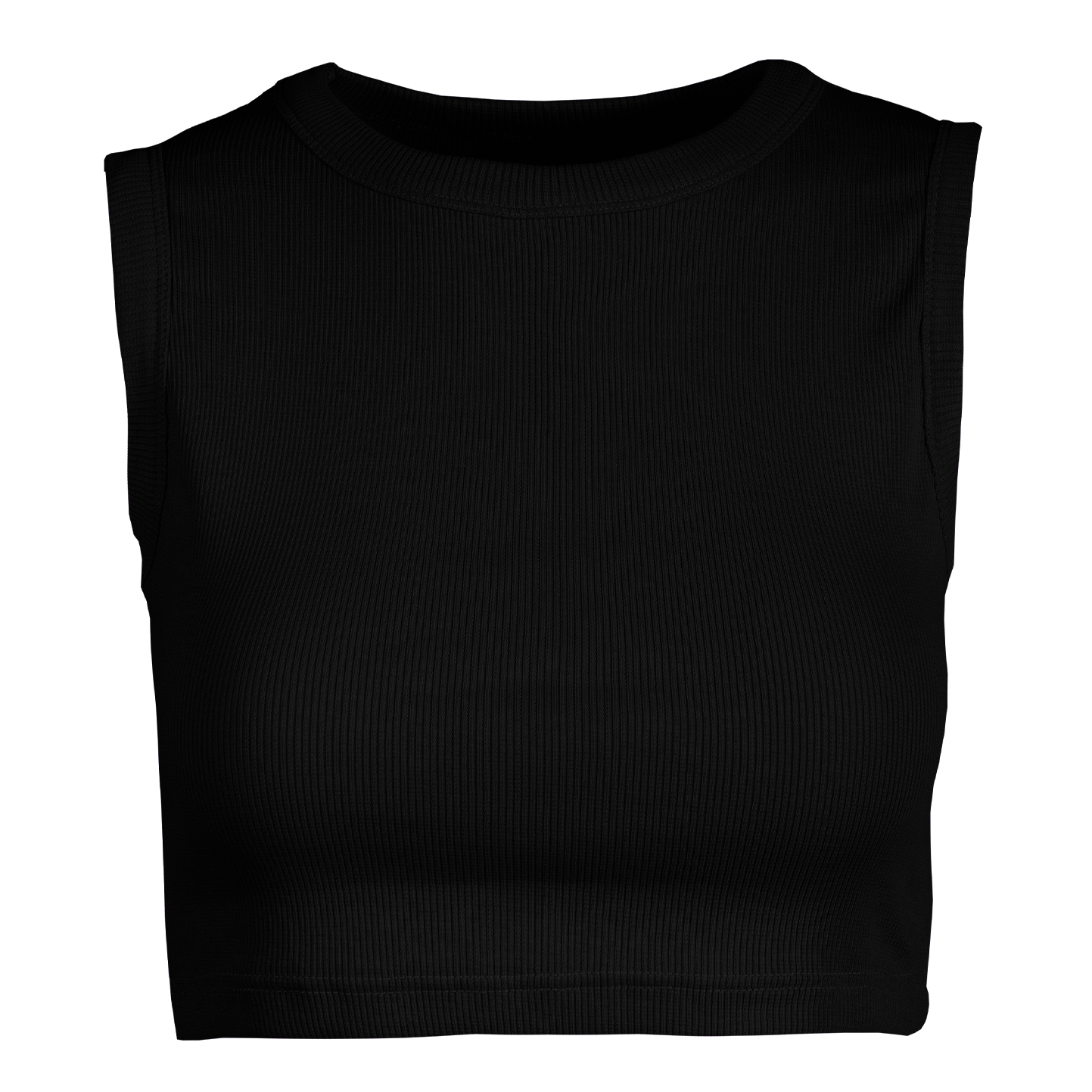 Top cropped de senhora em canelado elástico - 12 - Preto