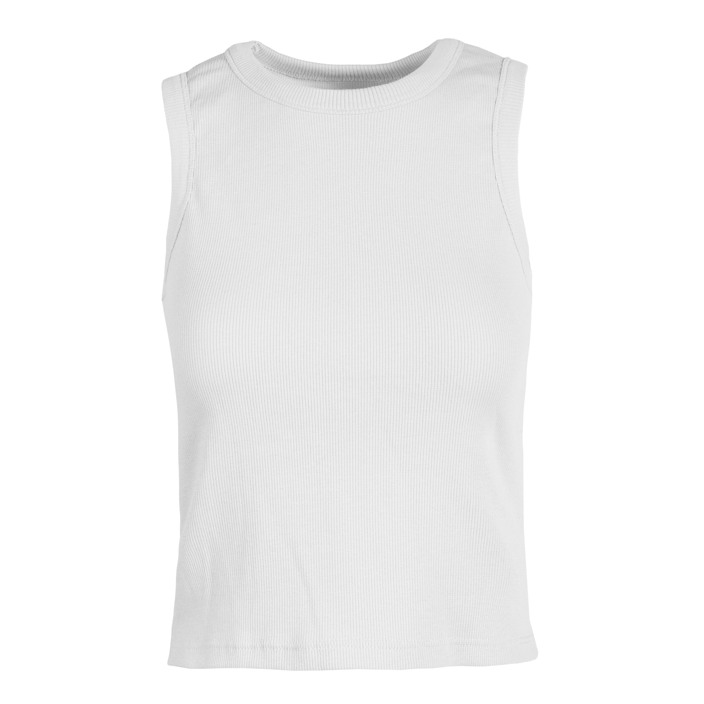 Top de alças de mulher em malha canelada elástica - 99 - Branco
