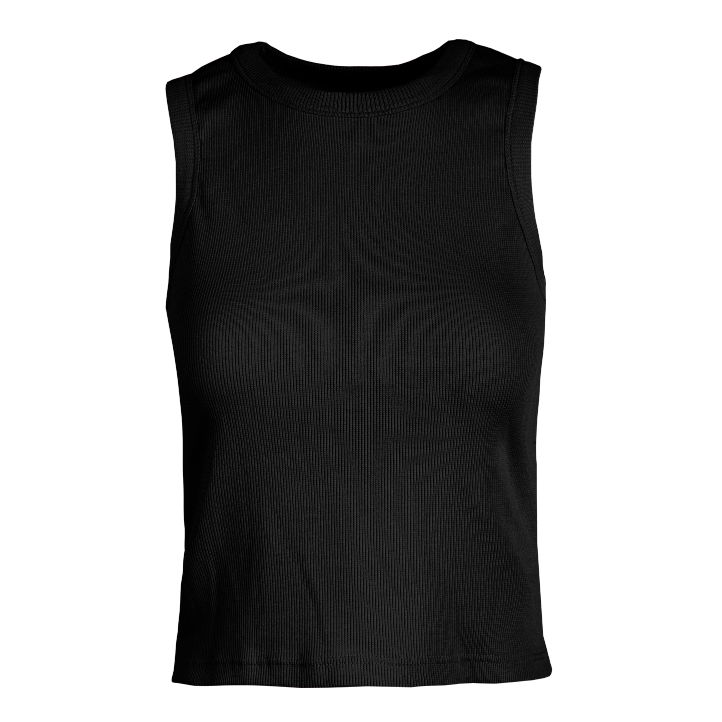 Top de alças de mulher em malha canelada elástica - 12 - Preto