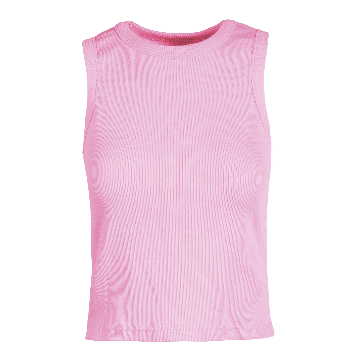 Top de alças de mulher em malha canelada elástica - RL - Rosa Bubble