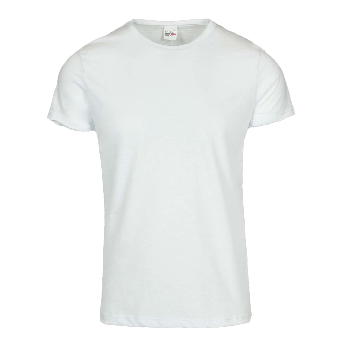 Suéter de gola redonda, manga curta e corte a fio em tecido slub. - 99 - Branco