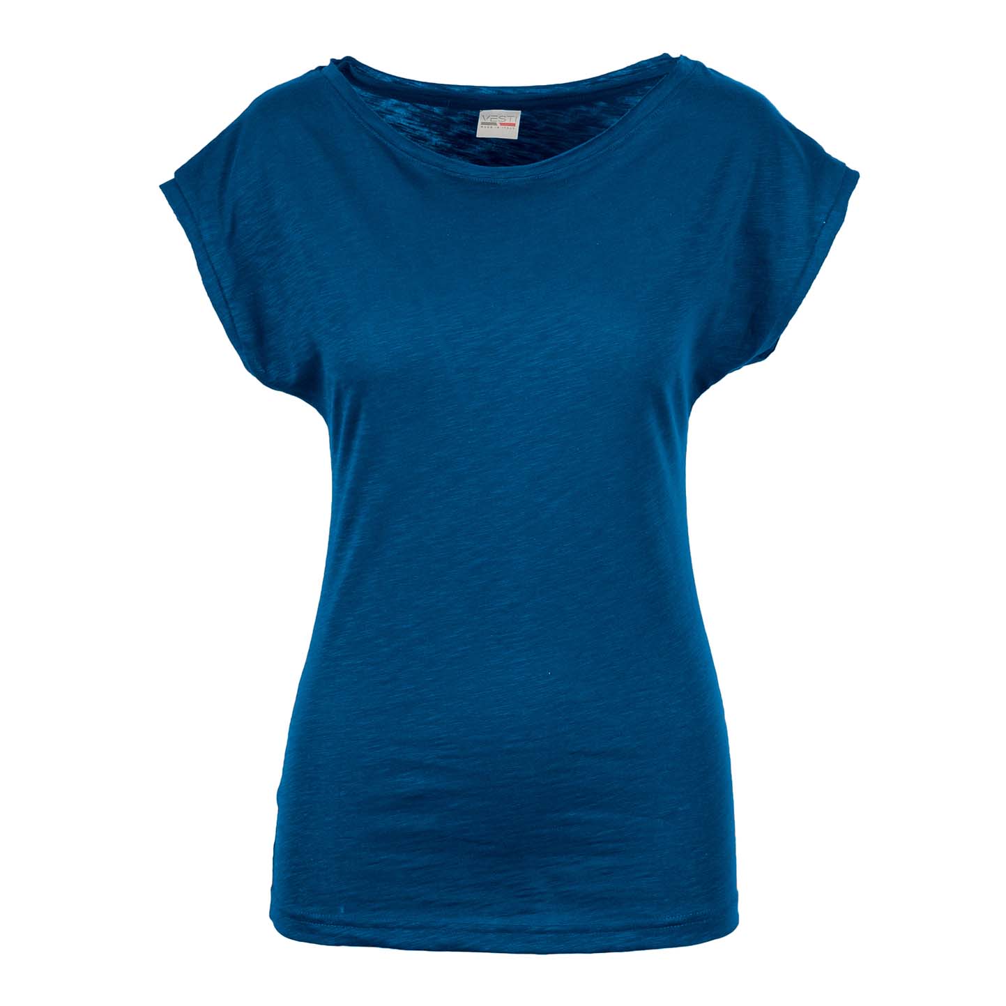 Camisa feminina de manga curta com corte a fio e efeito flameado - CP - Cópia