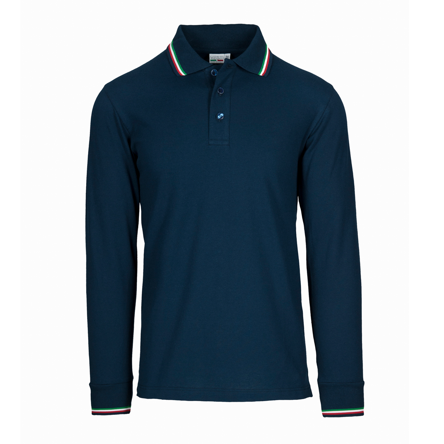 Polo de piqué de manga comprida - 18E - Azul ECO