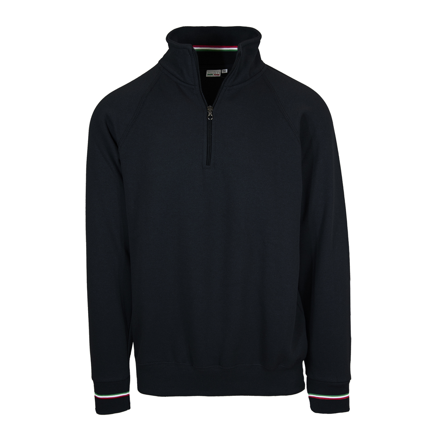 Moletom com zíper no pescoço, estilo italiano - 12E - Preto ECO