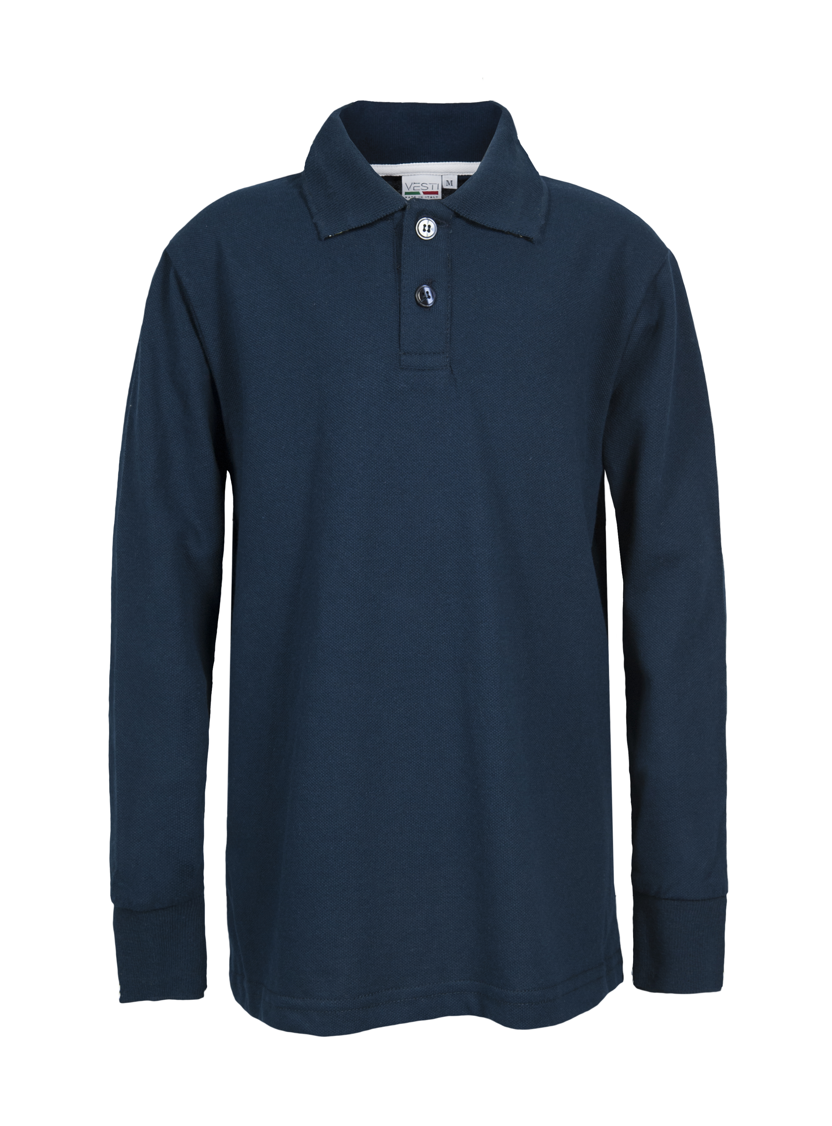 Camisa polo de manga comprida com detalhes em piqué para meninos - 18 - Azul