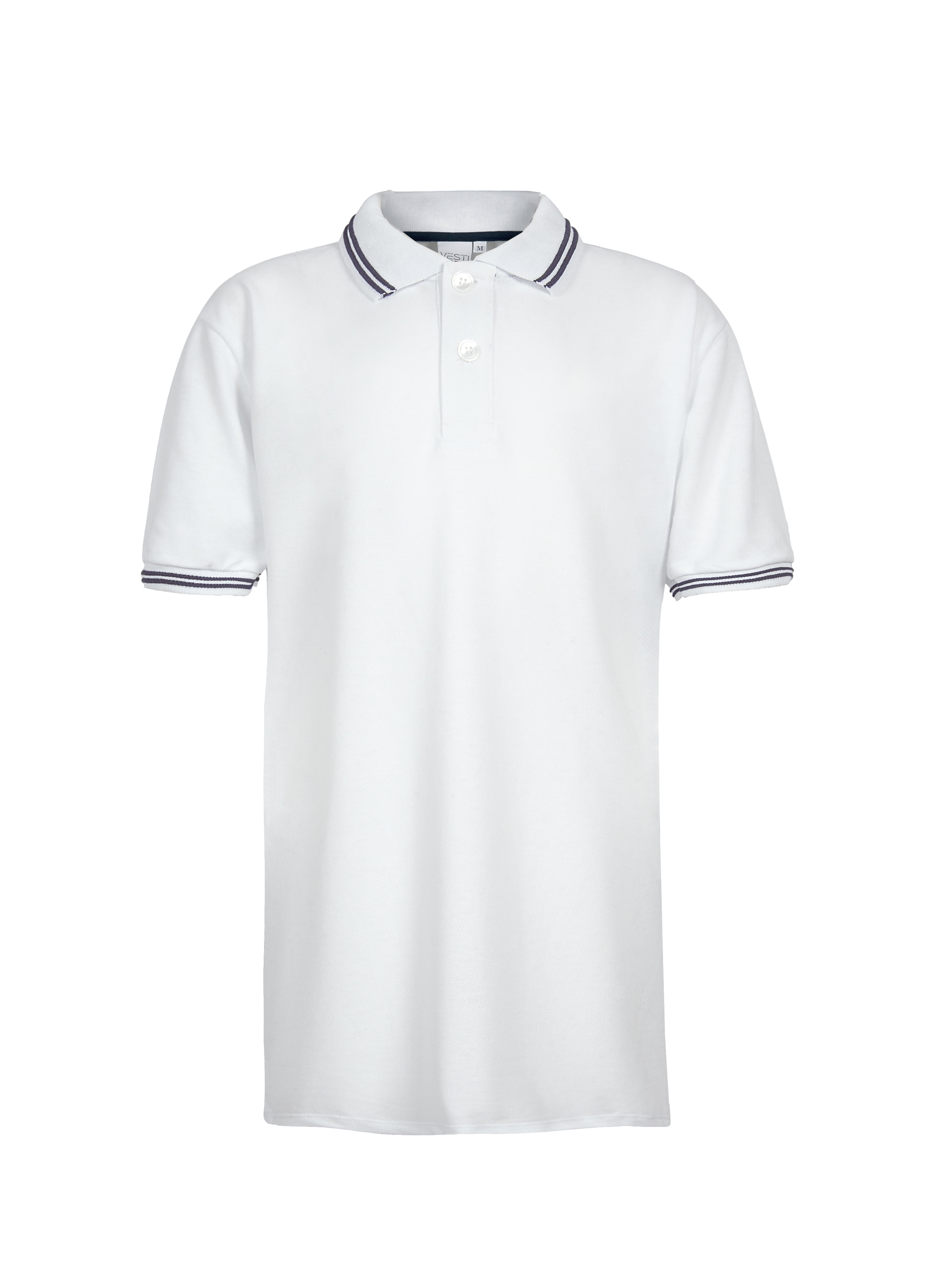 Camisa polo infantil de piqué com detalhes em renda, manga curta. - 9918 - Branco/Azul
