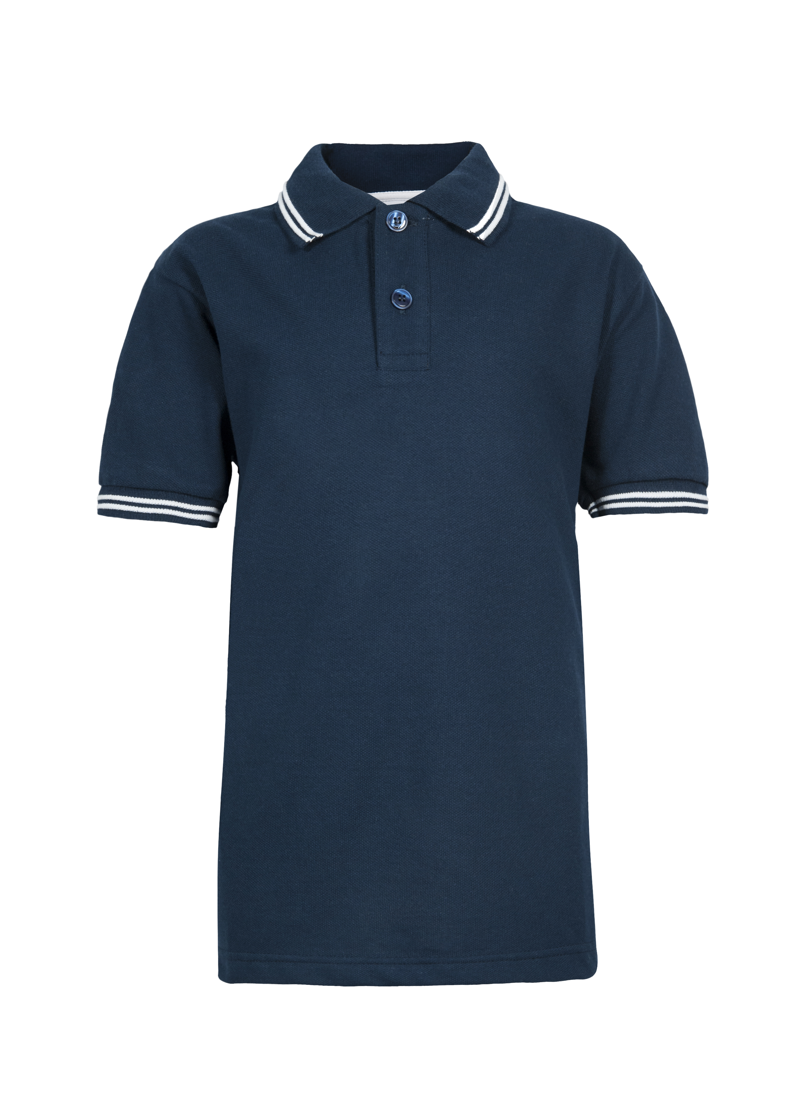 Camisa polo infantil de piqué com detalhes em renda, manga curta. - 1899 - Azul/Branco