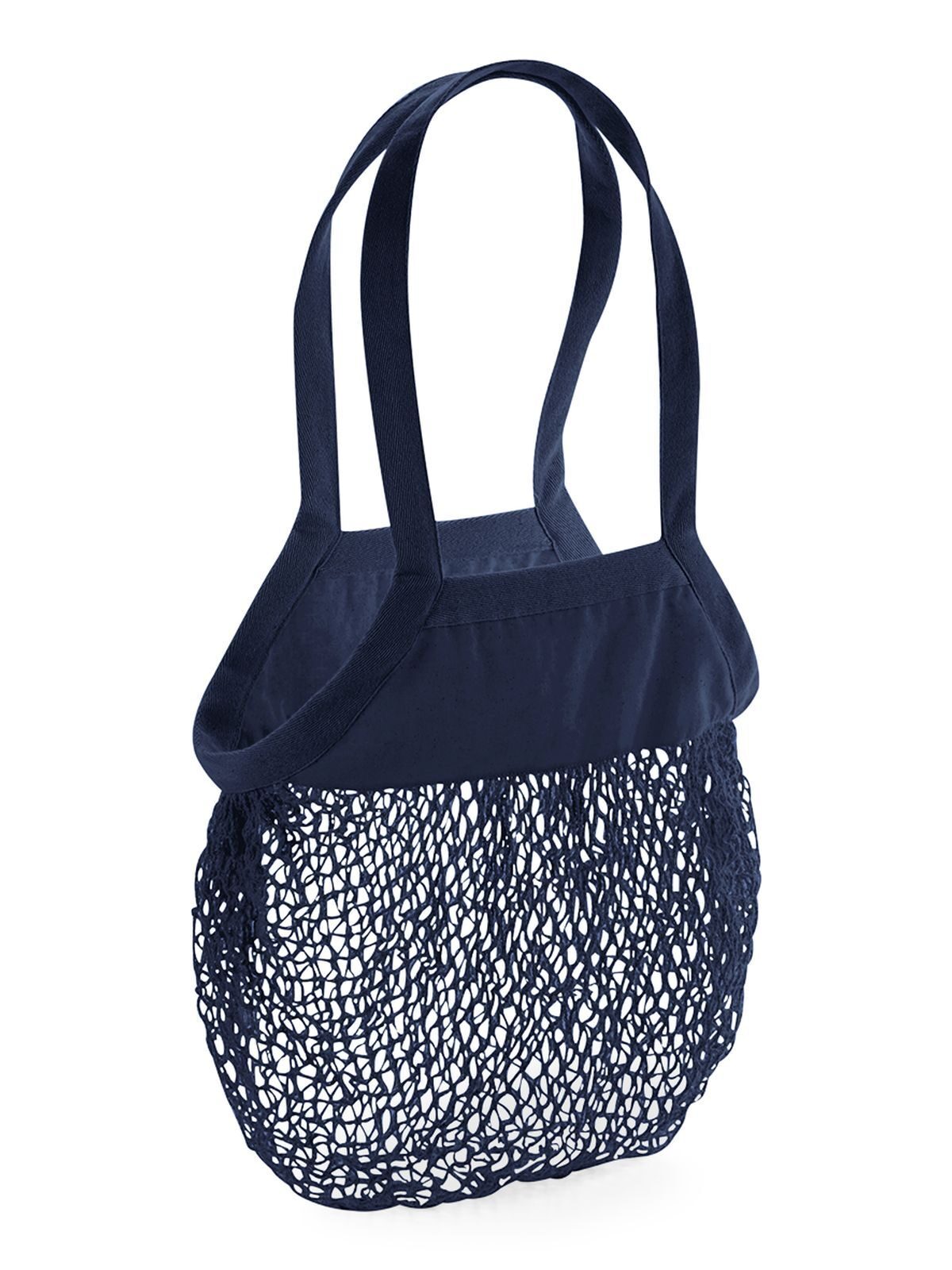 Sacola de compras de malha de algodão orgânico - Marinha natural NATN