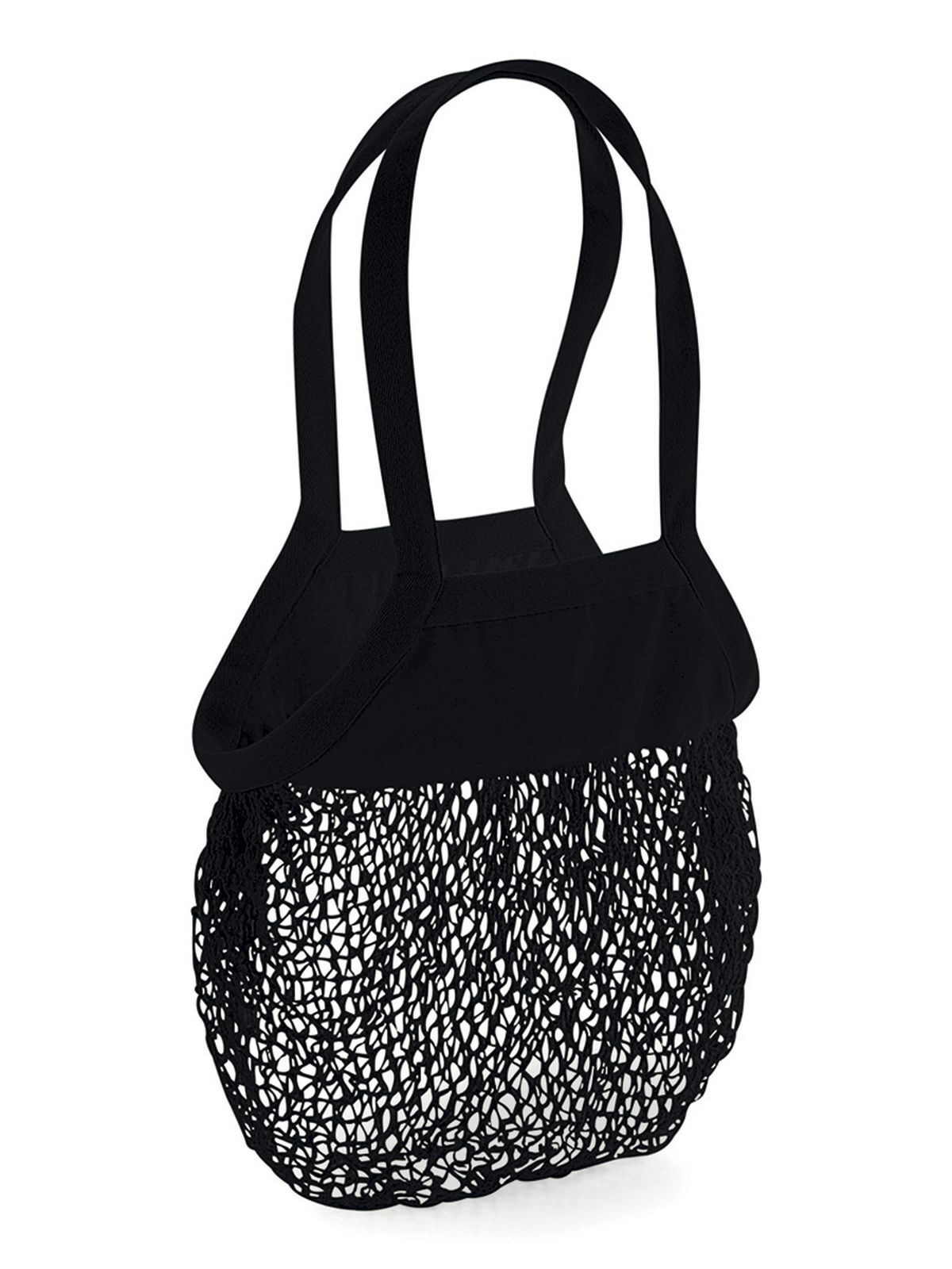 Sacola de compras de malha de algodão orgânico - BLK - Preto