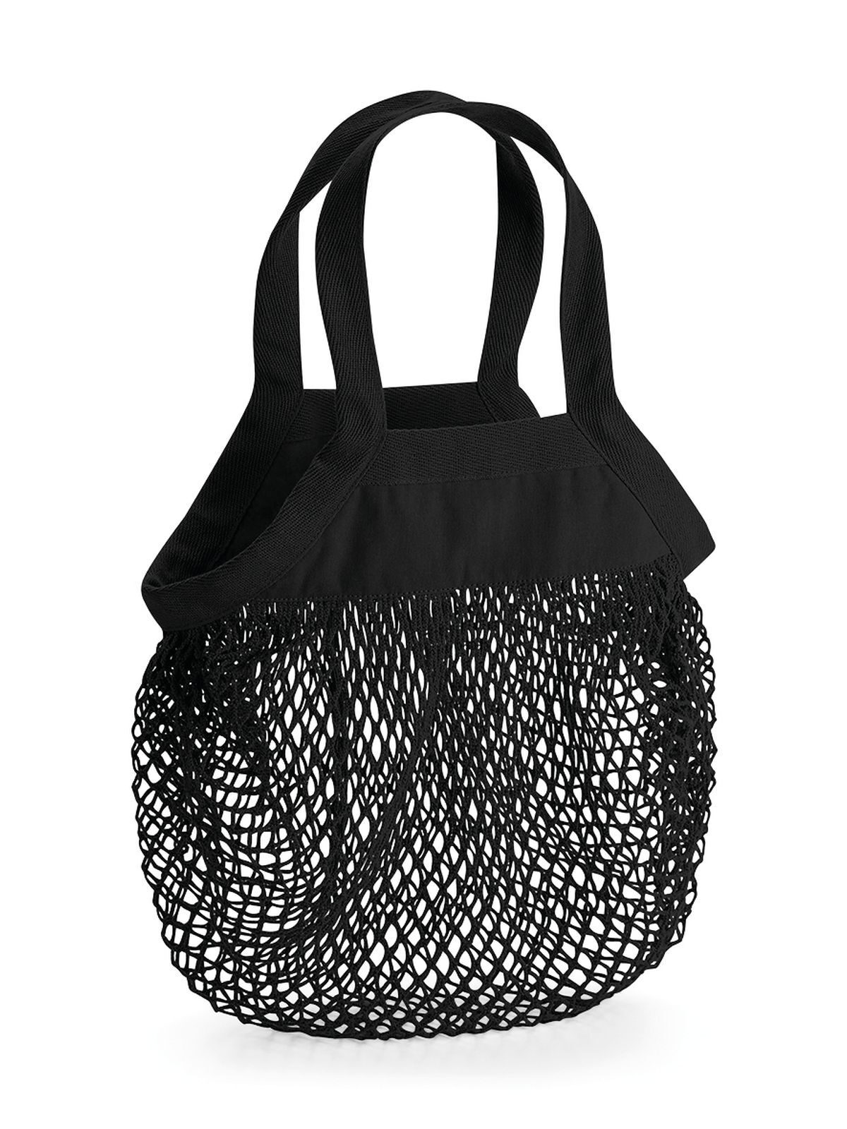 Sacola de compras pequena em malha de algodão orgânico - BLK - Preto