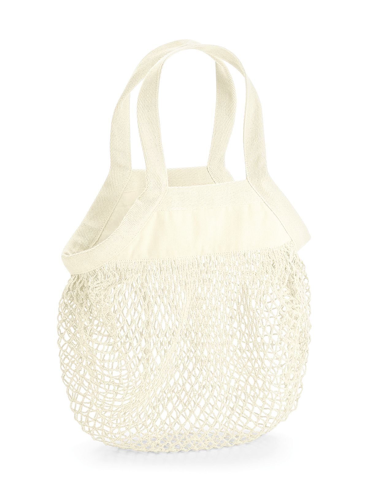 Sacola de compras pequena em malha de algodão orgânico - NAT - Natural