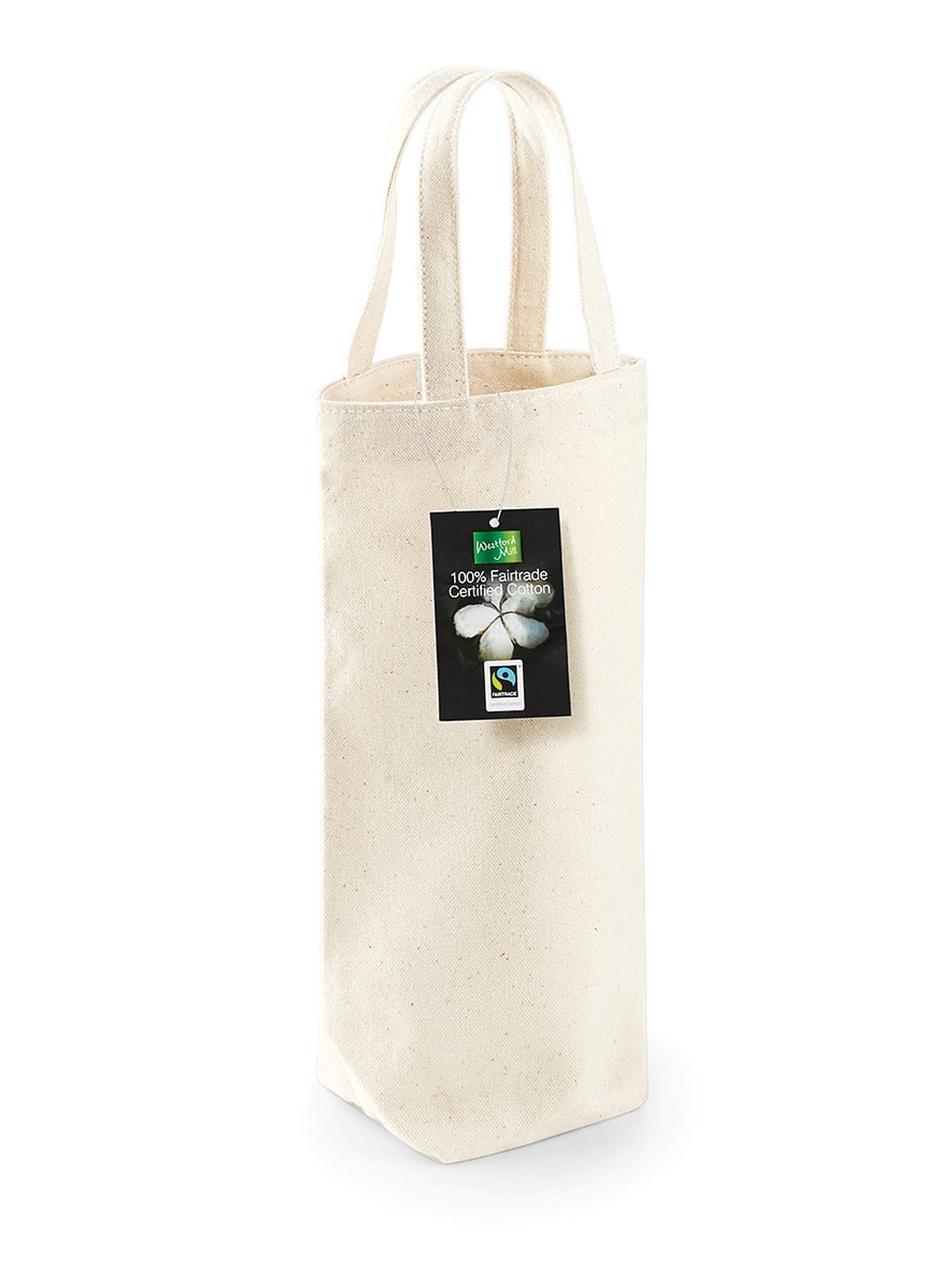 Saco de algodão Fairtrade para garrafa - NAT - Natural