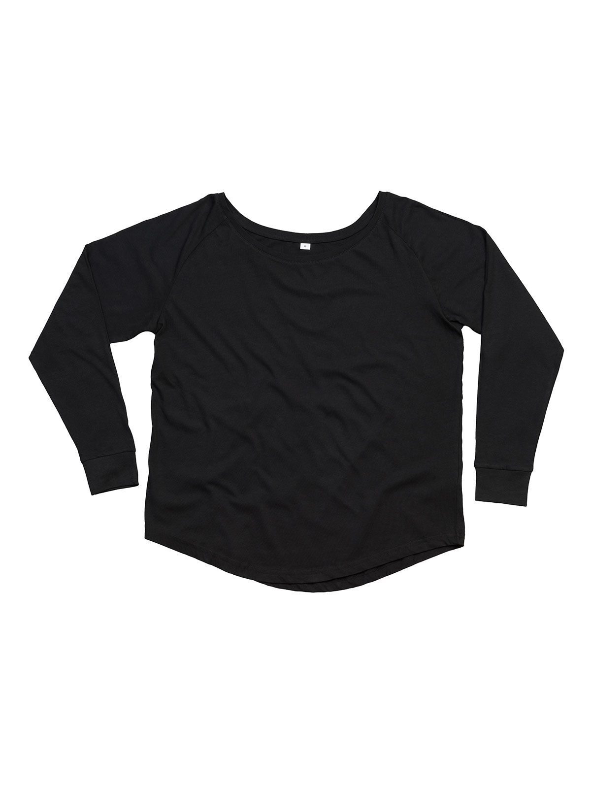Camiseta feminina de manga comprida com modelagem solta - BK - Preto