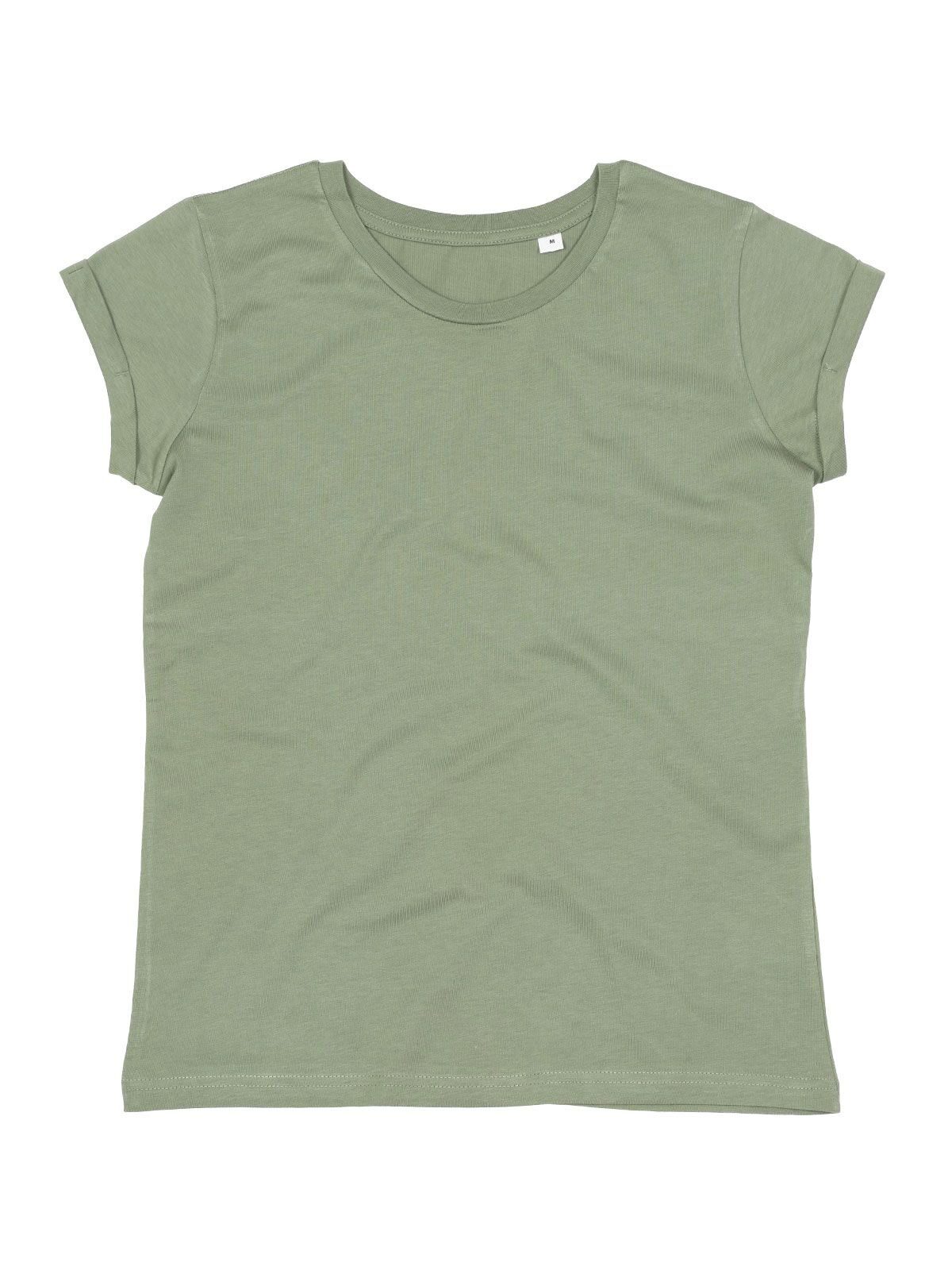 Camiseta feminina com mangas dobráveis - Azeitona macia