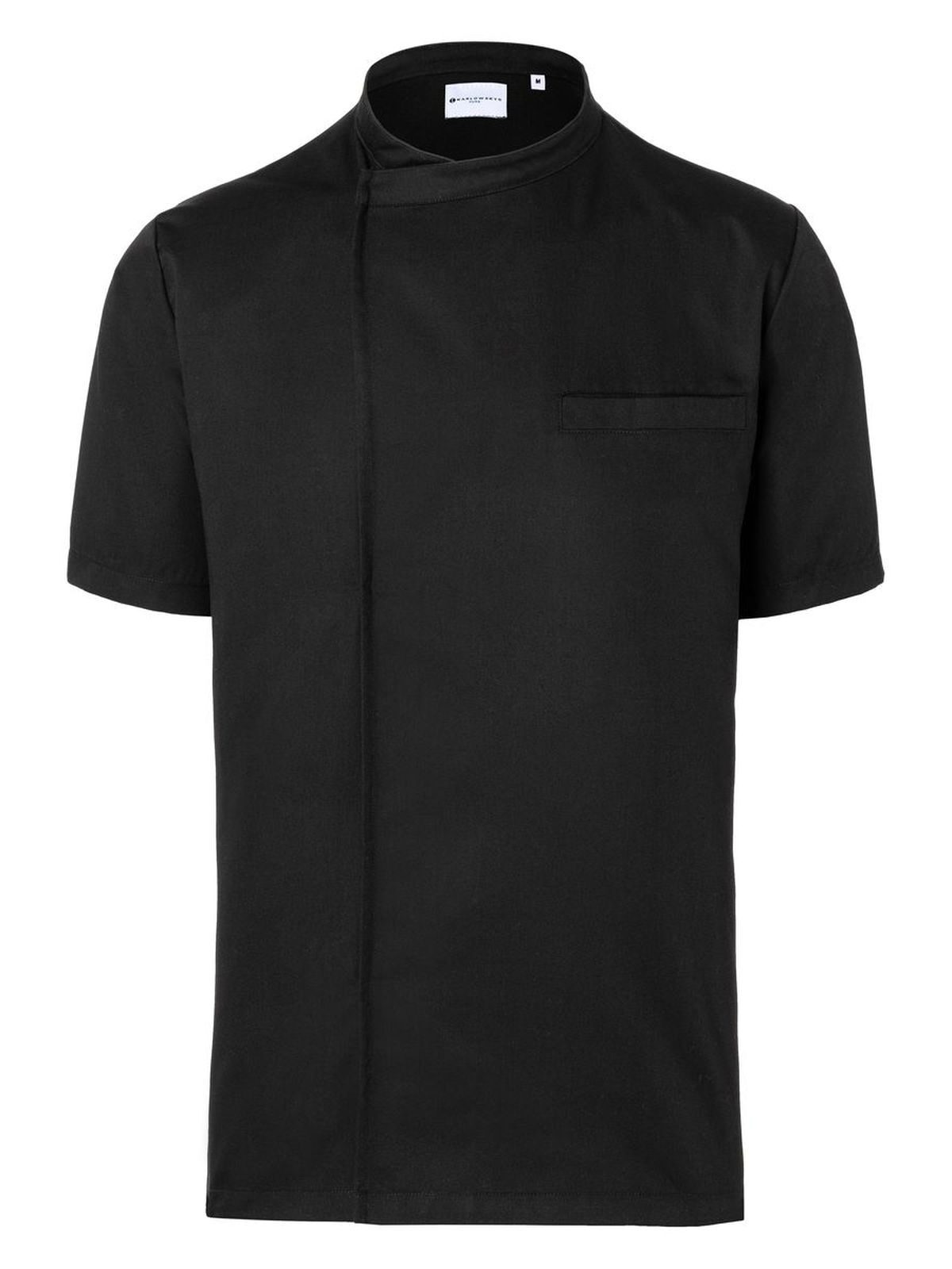 Camisa básica de chef de manga curta - 1 - Preto