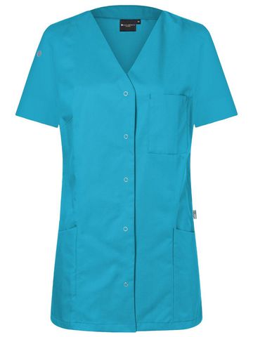 Avental de trabalho feminino com botões de pressão - 74 - Azul Pacífico
