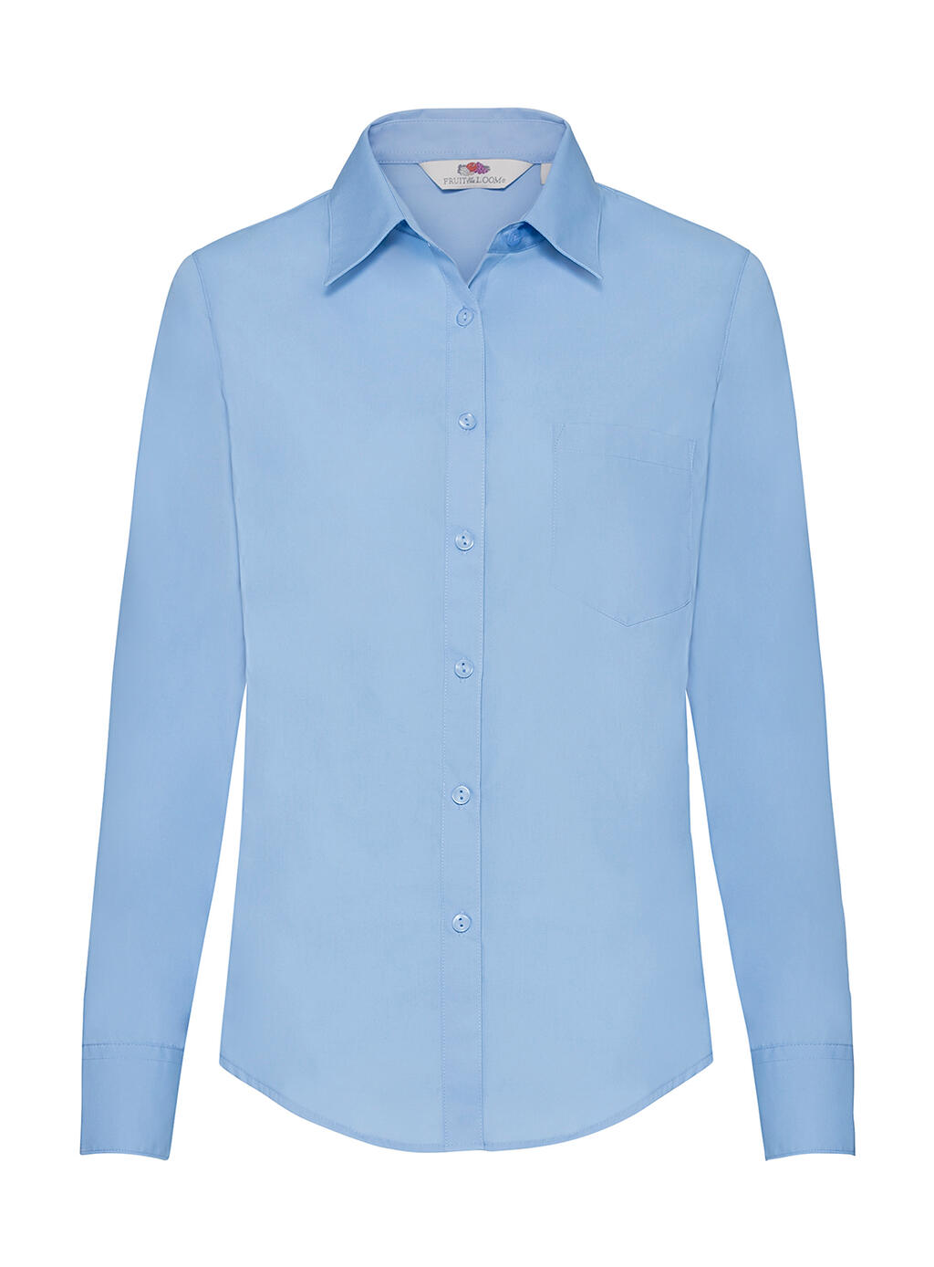 Camisa feminina de popeline de manga comprida - MU - Azul Médio