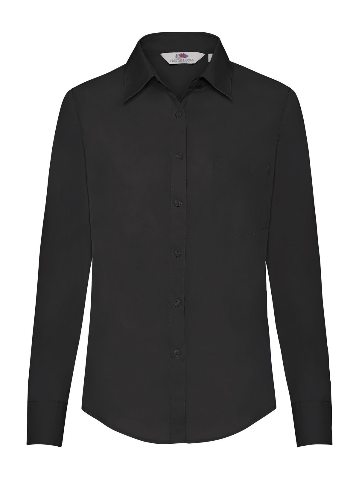 Camisa feminina de popeline de manga comprida - 36 - Preto