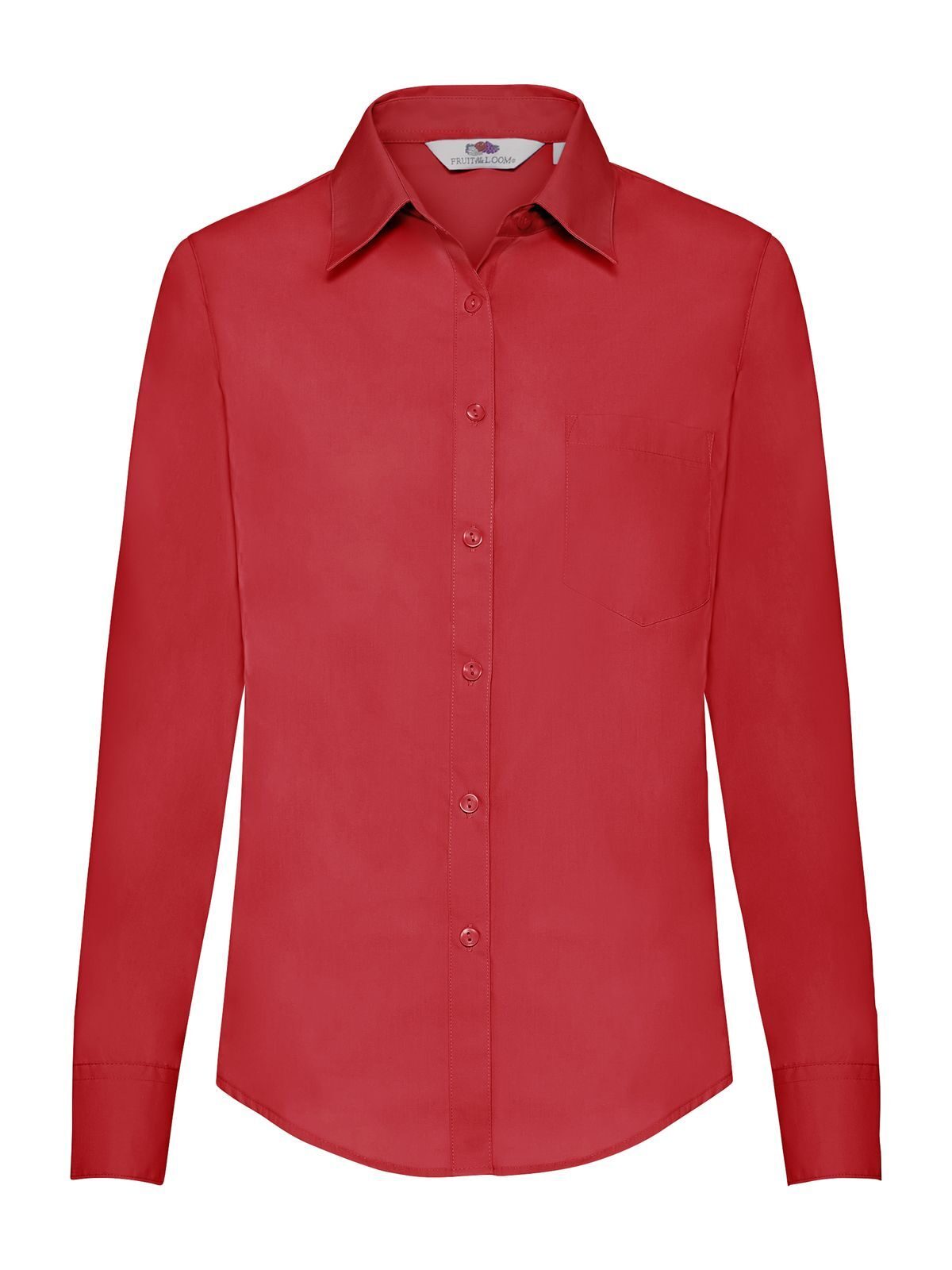 Camisa feminina de popeline de manga comprida - 40 - Vermelho