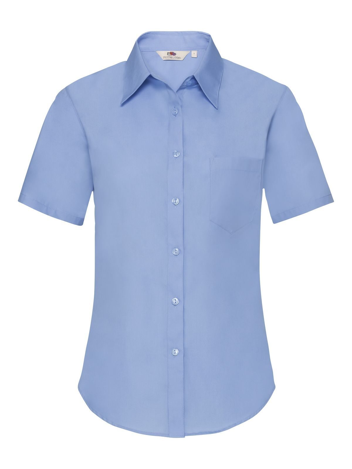 Camisa feminina de popeline com manga curta - MU - Azul Médio