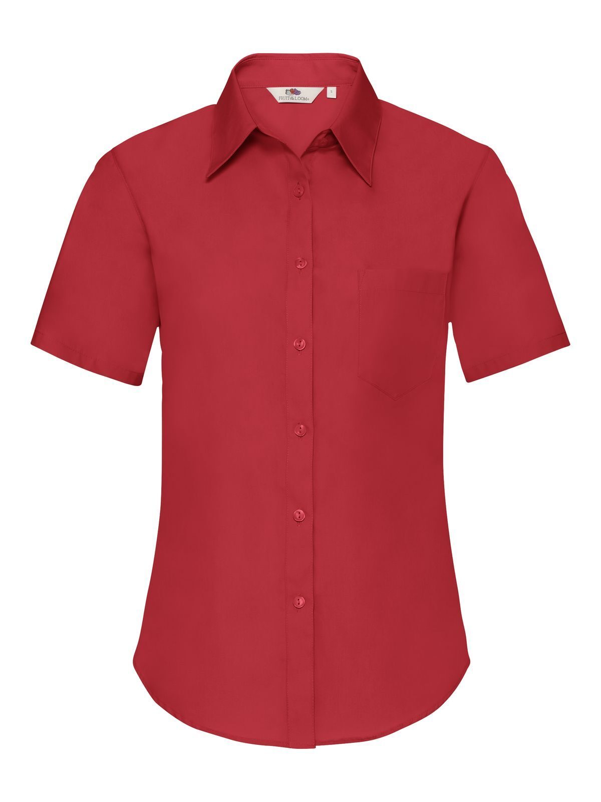Camisa feminina de popeline com manga curta - 40 - Vermelho
