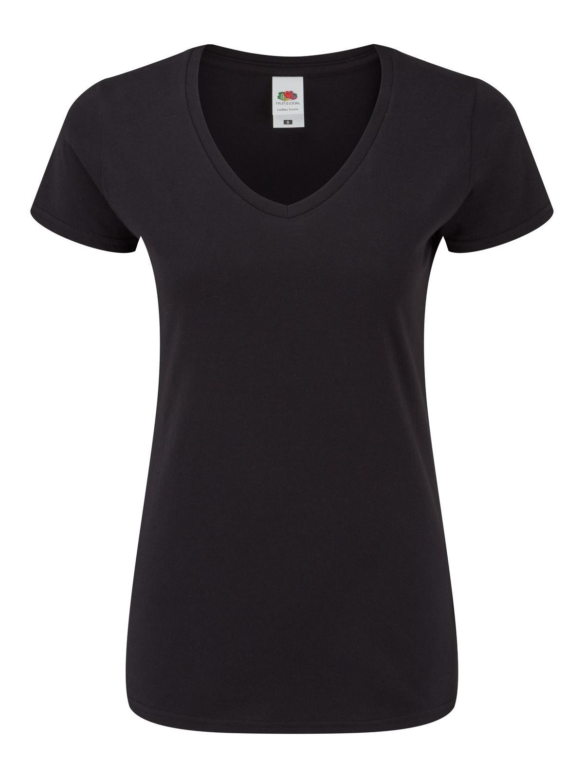 Camiseta feminina icônica com decote em V 150 - 36 - Preto