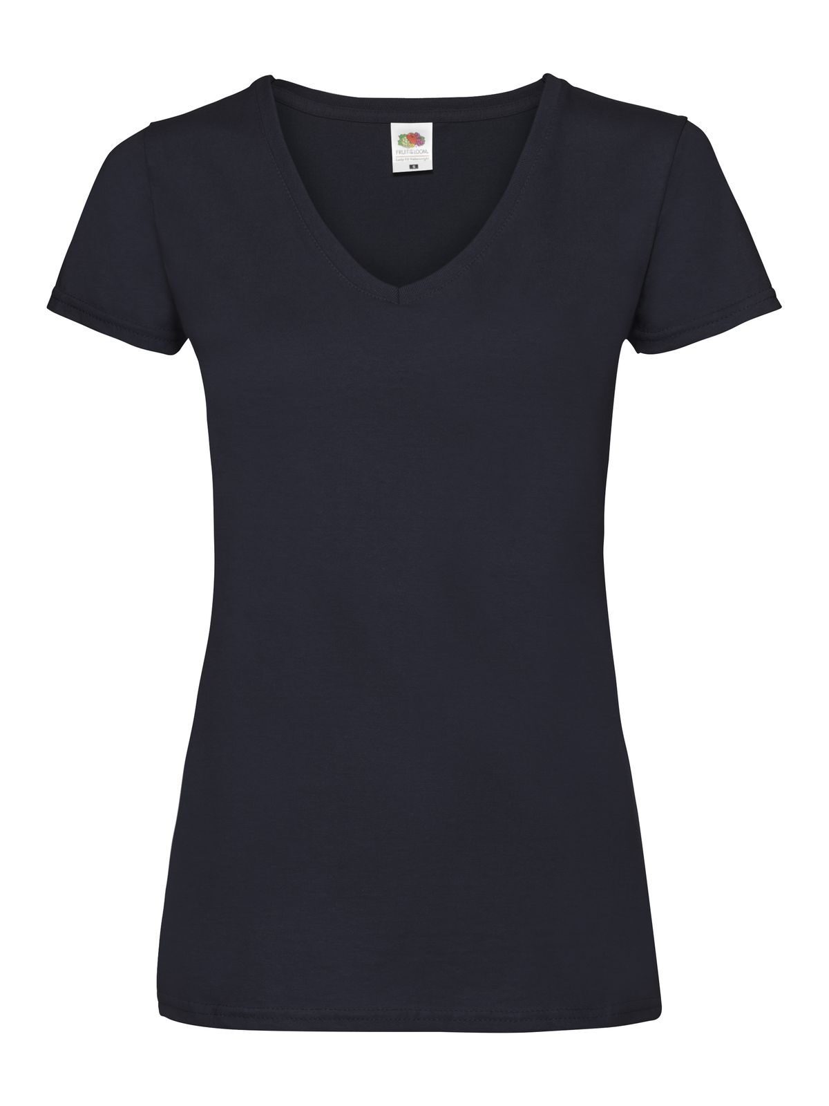 Camiseta feminina de gola V de peso baixo - AZ - Marinha Profunda
