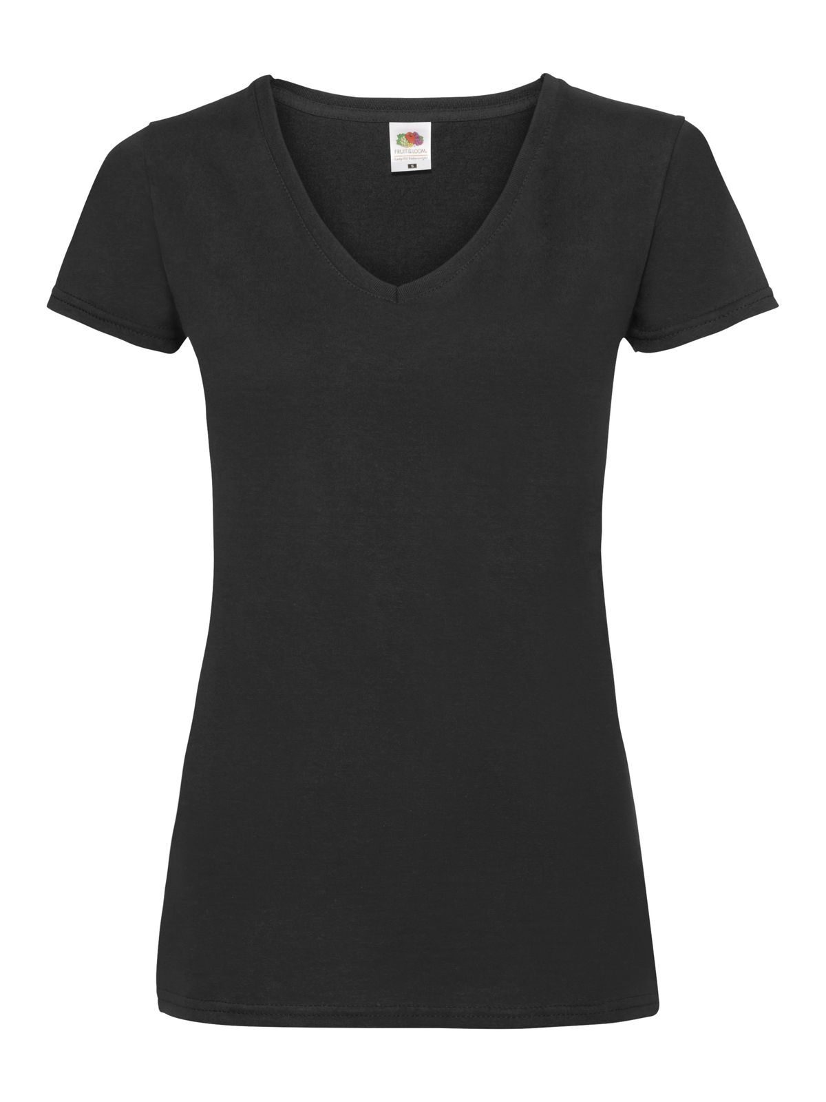 Camiseta feminina de gola V de peso baixo - 36 - Preto