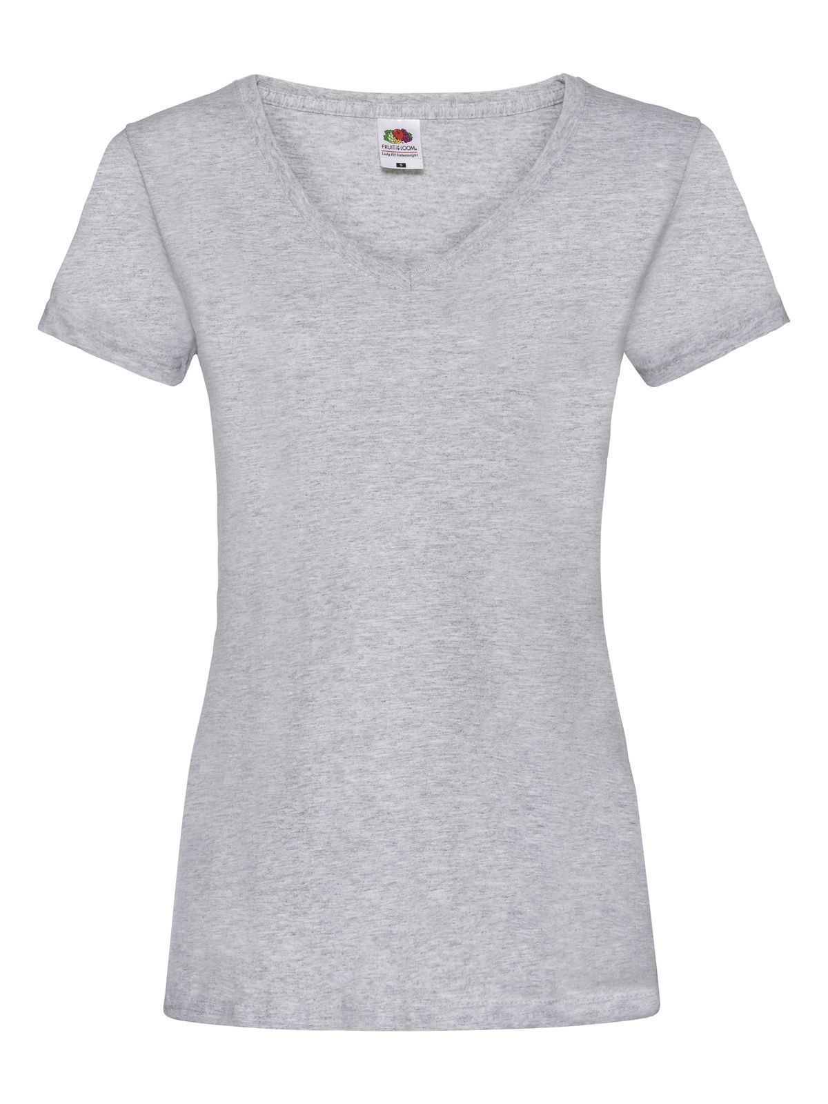 Camiseta feminina de gola V de peso baixo - 94 - Heather Grey