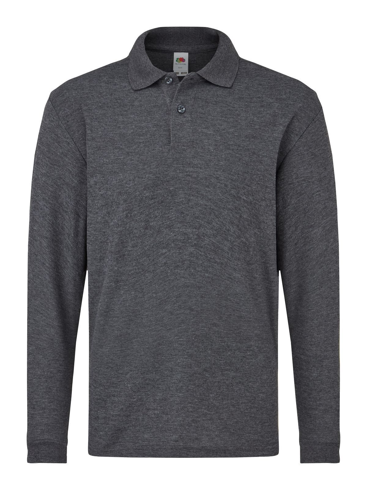 Polo infantil de manga comprida 65/35 - HD - Cinza Mesclado Escuro