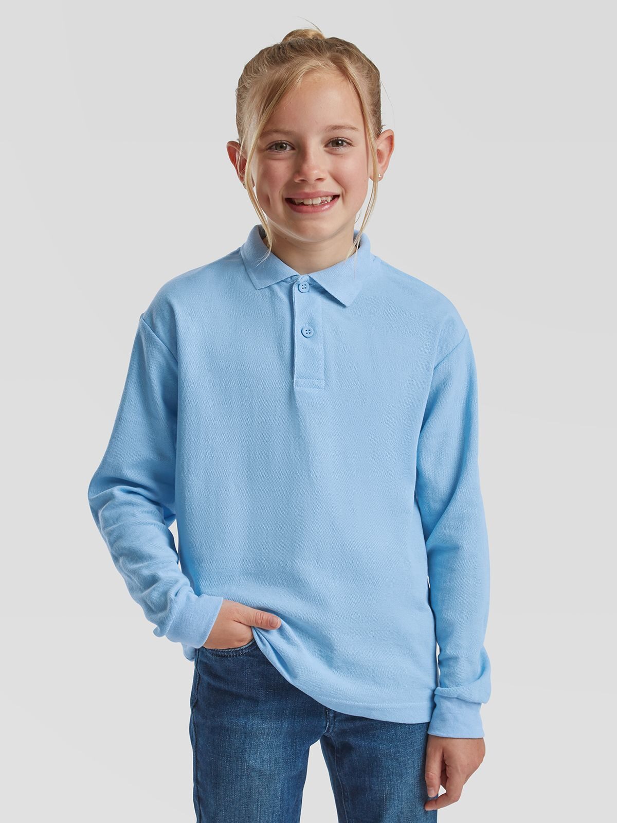 Polo infantil de manga comprida 65/35