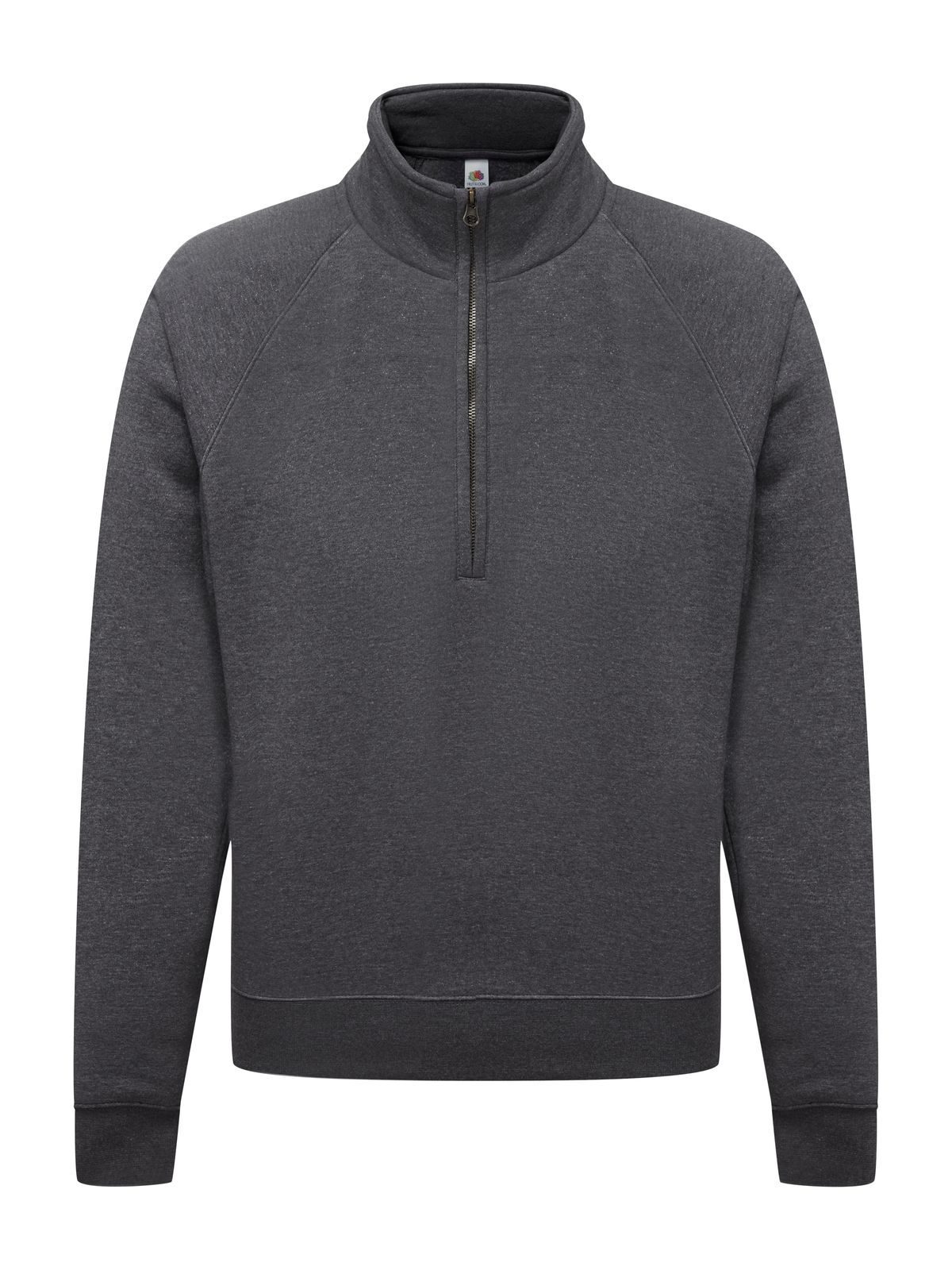 Moletom Raglan Premium com Zíper no Gola - HD - Cinza Mesclado Escuro