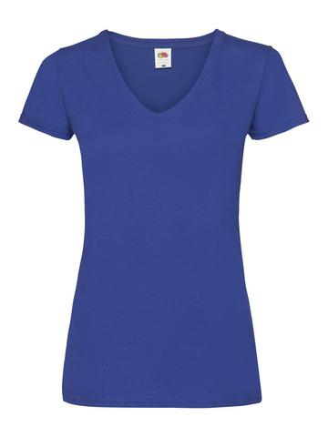 Camiseta feminina de gola V de peso baixo - 51 - Azul Royal