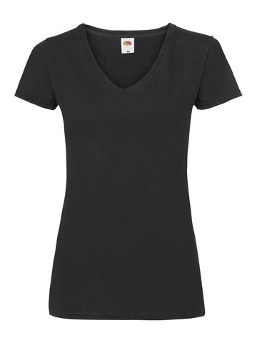Camiseta feminina de gola V de peso baixo - 36 - Preto